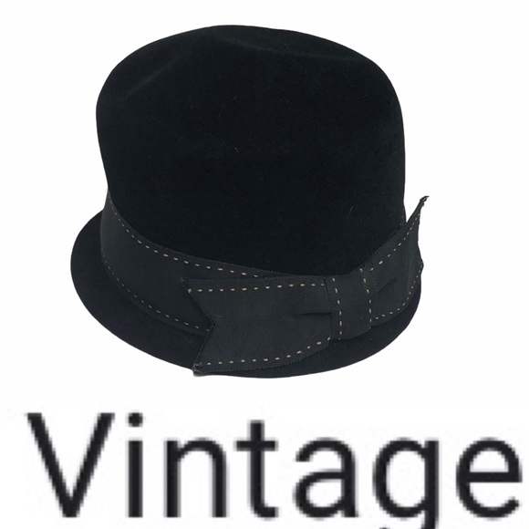 Peachbloom Velour Accessories - Vintage Peachbloom Velour Black Velvet Hat